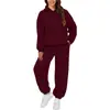 Conjunto Casual de Moletom com Calça Esportiva Feminino de 2 Peças Novo Outono e Inverno Europeu e Americano Amazon
