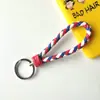 Llavero creativo de cuerda de cuero tejido a mano para pareja, llavero de coche, llavero al por mayor, colgante para bolso