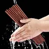 Palillos de sándalo rojo natural y madera de ala de pollo, palillos de madera maciza para fideos, vajilla duradera y antideslizante