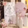 Decoración Estilo Coreano para Primer Cumpleaños Fondo de Pared Escena Atmósfera Tablero Kt para Fiesta de Primer Cumpleaños de Niña Bebé de Un Año