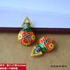 Colgante de Trébol de Cuatro Hojas de Bambú Cristalino Cubierto Imitación Jade Mariposa Colorida Accesorios para Pulsera Collar Cuerda Roja Colgante