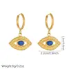 Pendientes Largos Vintage Estilo Francés de Lapislázuli con un Diseño Único y de Moda, Pendientes Ojo Azul de Acero Inoxidable Chapado en Oro