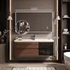 Set de Gabinetes de Baño Gesili Estilo Vintage con Lavabo Integrado de Cerámica y Madera de Nogal para Baño