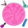Tesoura pente secador de cabelo Ferramenta de barbeiro Molde de silicone Molde de decoração de bolo de fondant Molde de cozimento DIY