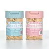 Palitos de dente de bambu para uso doméstico, ferramenta descartável para remover restos de comida entre os dentes, palitos de bambu para frutas em caixa, porta-palitos de dente fino portátil para uso em hotel e restaurante