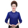 Suéter de lana de color sólido para otoño e invierno para personas de mediana edad y ancianos, suéter de mujer para madre de mediana edad, camisa básica de punto de talla grande