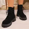 Botas estilo Martin, estilo europeo y americano, gamuza, con cordones, transfronterizo 2026, talla grande, tacón grueso, botines, para mujer, color liso, unisex, versátil, nuevo estilo otoño/invierno