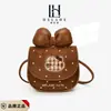 Bolso Transfronterizo para Niños Estilo Nuevo Mini Bolso para Niñas con Lazo 3D Estilo Coreano Bordado de Lunares Bolso de Hombro Cruzado para Labiales