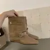 Botas Curtas Emagrecimento Aumento de Altura Interna Botas Femininas 2026 Novo Estilo Marrom Maillard Botas de Cano Longo Botas Martin Botas de Primavera e Outono