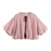 Fabricante Mayorista de Ropa para Mujer Transfronteriza Verano 2026 Estilo Fresco y Dulce Manga Corta Rayas Lazo Borla Estilo Globo