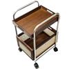 Mesa Lateral Vintage de Madera Maciza para Sofá de Sala, Gabinete de Almacenamiento, Carrito de Té Móvil de Alta Gama, Mesa de Esquina con Tejido de Ratán