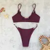 Bikini de Tres Piezas de Color Sólido con Calados de Cintura Baja y Conjunto de Falda Corta Sexy de Comercio Exterior Nuevo Estilo 2026 Traje de Baño de Dos Piezas