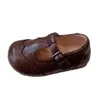 Zapatos de Cuero Vintage para Niños 2026 Primavera y Otoño Zapatos Planos para Niñas Boca Poco Profunda Zapatos Estilo Birkenstock para Niña Pequeña Suela Suave Zapatos para Bebés y Niños