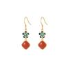 Pendientes de Plata 925 Esmaltados Ruyi Originales Retro Cuadrados Flor Pequeña Niña Simples Elegantes Flor Rica Regalo para Amante de las Flores