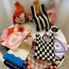 Bolso Chaleco Bolso Chaleco Bolso de Mano Tejido a la Moda Bolso Bolso Flor Tablero de Ajedrez Color Contraste Estilo Coreano ins