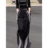 Traje Deportivo Casual de Verano de Marca para Mujer 2025 Nueva Moda Pantalones Anchos Holgados de Cintura Alta Conjunto de Tres Piezas con Tres Rayas