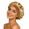 Gorro de dormir de satén de seda artificial de ala ancha transfronterizo de Amazon para hombres y mujeres, gorro de cuidado del cabello y belleza posparto, gorro de ducha elástico a la moda
