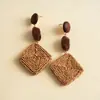 Pendientes de Corazón de Madera Color Café Transfronterizos Europeos y Americanos, Pendientes Estilo Retro Maillard, Pendientes de Diseño de Nicho para Mujer