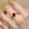 Anel Sansheng Stone S925 Prata Esterlina Clássico Oval Diamante Vermelho Sangue de Pombo Incrustado com Corindo Vermelho Anel de Luxo Leve para o Dia a Dia