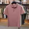 Camisa Polo Elástica Sin Costuras de Nylon de Seda de Leche Leishbert para Hombre Camiseta de Manga Corta de Verano Transpirable Sin Planchar Camisa de Manga Corta