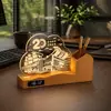 Reloj Corporativo de Aniversario Acrílico Creativo Portaplumas Regalo de Negocios para Escritorio Luz Nocturna con Logo Personalizado