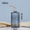 Botella de vidrio con patrón martillado de 500 ml para desinfectante de manos, botella para loción, bomba dosificadora a presión, sub-botella para champú y gel de ducha de hotel
