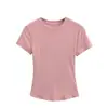 Nova Roupa de Yoga para Mulheres Primavera e Verão 2026, Camiseta de Yoga com Gola Redonda, Costela Modal Alta Elasticidade Slim Fit Manga Curta Roupa Fitness