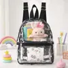 Mini Mochila Transfronteriza Pvc Gran Capacidad Mochila Portátil de Alto Valor Gato Estampado Pvc Mochila Transparente Impermeable