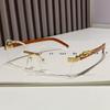 Gafas de sol cuadradas sin montura con borde recortado para mujer, color degradado, moda transfronteriza europea y americana, patilla de gafas con imitación de veta de madera, gafas de sol decorativas de leopardo