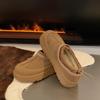 Zapatos de Felpa con Suela Gruesa de Cuero Genuino 2026 Otoño e Invierno Nuevo Estilo Coreano Versátiles de Cuero y Piel Integrados que Aumentan la Altura Zapatos Casuales de Algodón para Mujer