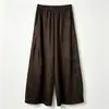 Novas roupas femininas estilo chinês, calças de jacquard de rayon elásticas de cintura alta, calças versáteis de caimento amplo para primavera e outono