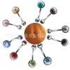 Piercings de Umbigo Coloridos com Pedras de Diamante Transfronteiriços, Piercings de Umbigo de Aço Inoxidável, Joias para Body Piercing, Diamantes Prensados de Zircônia, Designs Coloridos Deslumbrantes com Diamantes Completos