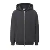 Nova Chegada Outono/Inverno 2026: Moletom com capuz estilo americano masculino em microfleece felpudo, zíper duplo, cor sólida, design simples