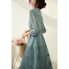 Vestido Estilo Suave para Mujer Primavera y Verano Nuevo Estilo Francés de Gama Alta Elegante Hermoso Chic Vestido de Hada de Siete Mangas