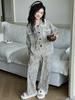Conjunto de Ropa de Casa para Niñas Estilo Primavera y Otoño con Bordes Deshilachados, Nuevo Modelo 2026, Conjunto de Dos Piezas de Pijama Rayado de Algodón Puro para Niña Grande