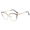 Montura de gafas nueva y moderna de dos colores, gafas lisas para mujer, Amazon, metal, anti-luz azul, montura de gafas ojo de gato, se puede equipar con gafas para miopía