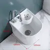 Fregadero de balcón para mopa con reposapiés, lavabo para fregar mopa, lavabo para mopa de suelo con desagüe lateral, con cesta de drenaje, drenaje automático, cerámica, otros