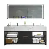 Combinación de Gabinete de Baño Nórdico Inteligente Personalizado Mármol Baño Madera Sólida Lavabo Gabinete de Baño Venta al por Mayor
