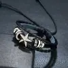 Ventas directas de fábrica: Pulsera de Cuero con Abalorios de Estrella de Cinco Puntas, Joyería Tejida Personalizada para Estudiantes, Accesorio de Mano de Cuero Ajustable