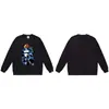 Moletom BAPE com estampa de cabeça de macaco estilo japonês, tendência transfronteiriça, gola redonda, unissex, corte solto, jaqueta de manga curta para outono e inverno
