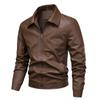 Transfronteiriço 2025 Novo Estilo Couro Casaco Masculino de Primavera Masculino Slim-fit com Lapela Top Masculino Jaqueta Casual Corta-vento para Homens