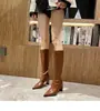 Primer Encuentro Ji Punta Fina Tacón Grueso Botas Largas para Personas Bajas Estilo Chelsea Otoño/Invierno Nuevo Estilo Adelgazantes Altas Elegantes Botas de Jinete