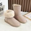 Botas de Neve de Inverno 2026 para Mulheres, Cano Médio, Forradas com Lã, Engrossadas, Antiderrapantes, Sapatos de Algodão Peludos Estilo Nordeste 5825, Proteção contra Frio Outono e Inverno
