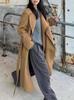 Sw26 Nuevo Abrigo de Lana Doble Faz con un Cuello Bufanda Único para Mujer, Abrigo Largo de Lana para Otoño e Invierno, Artesanía Pesada, Corte Holgado