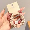 Elástico de Cabelo de Flor de Tricô Infantil para Meninas com Cabeça de Bola, Scrunchie Intestino Grosso, Elástico de Cabelo para Rabo de Cavalo Estilo Floresta, Acessórios de Cabelo Doces para Meninas