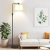 Lámpara de Pie Nórdica Shiyi para Dormitorio y Sala de Estar, Pantalla de Tela junto al Sofá, Lámpara LED de Arte en Hierro con Protección para los Ojos y Ambiente de Lectura