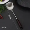 Acero inoxidable utensilios de cocina utensilios de cocina mango de madera pala para cocinar colador de cocina para el hogar juego de espátulas ventas directas de fábrica