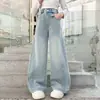 Pantalones de Niña Verano Nuevo Estilo Niños Talla Mediana y Grande Jeans Primavera y Verano Niños Anti-Mosquitos Rectos de Pierna Ancha Venta al por Mayor