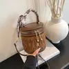 Bolso Retro de Color Contrastante de Comercio Exterior 2025 Otoño e Invierno Nuevo Bolso Cruzado Versátil para Mujer Bolso Cilíndrico de Nicho Super Popular