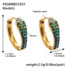 Pendientes de Acero Inoxidable con Baño de Oro Real de 18K, Forma de U, Circonita Colorida, Forma de Serpiente, Completamente Incrustados con Diamantes, Lujo Accesible, Moda, Pendientes Versátiles